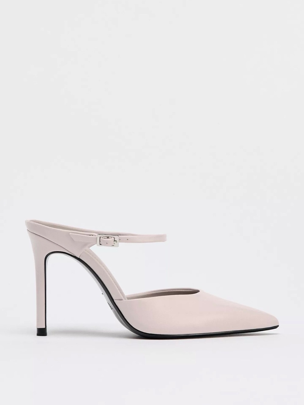 Zara Pale Pink Pointed-Toe Ankle-Strap Stiletto